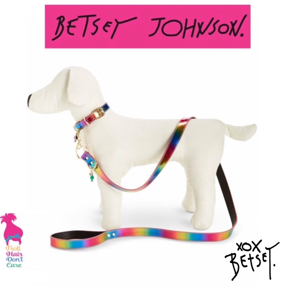 Betsey Johnson XOX Trolls Rainbow Dog Collar